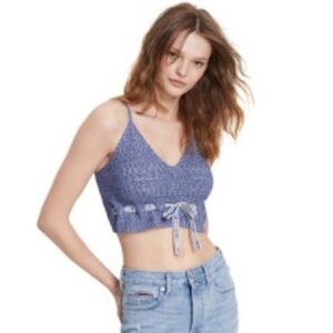 Tommy Jeans Blue Crochet Cropped Tank, XL
